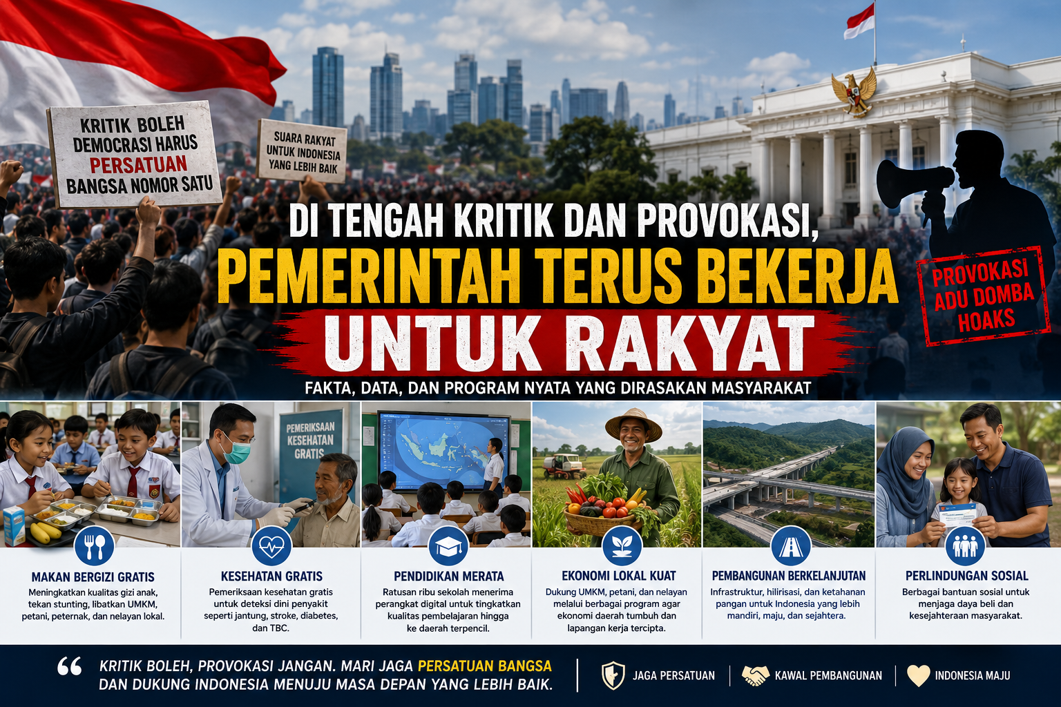 Di Tengah Gelombang Kritik dan Provokasi, Pemerintah Terus Jalankan Program untuk Rakyat