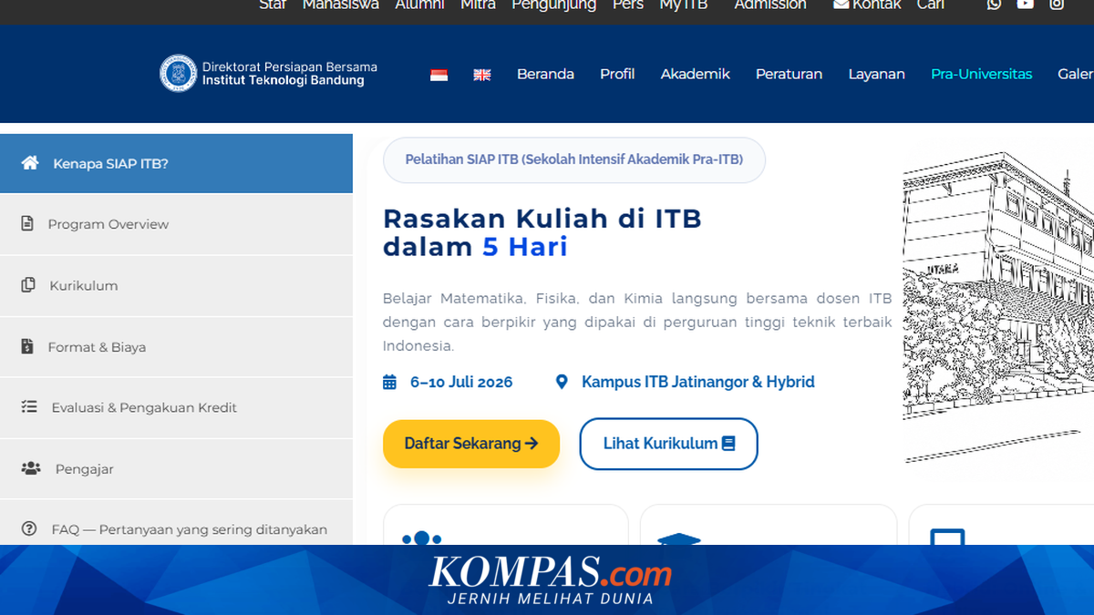 Pengalaman Kuliah Singkat di ITB untuk Siswa SMA, Pendaftaran Hingga 3 Juli